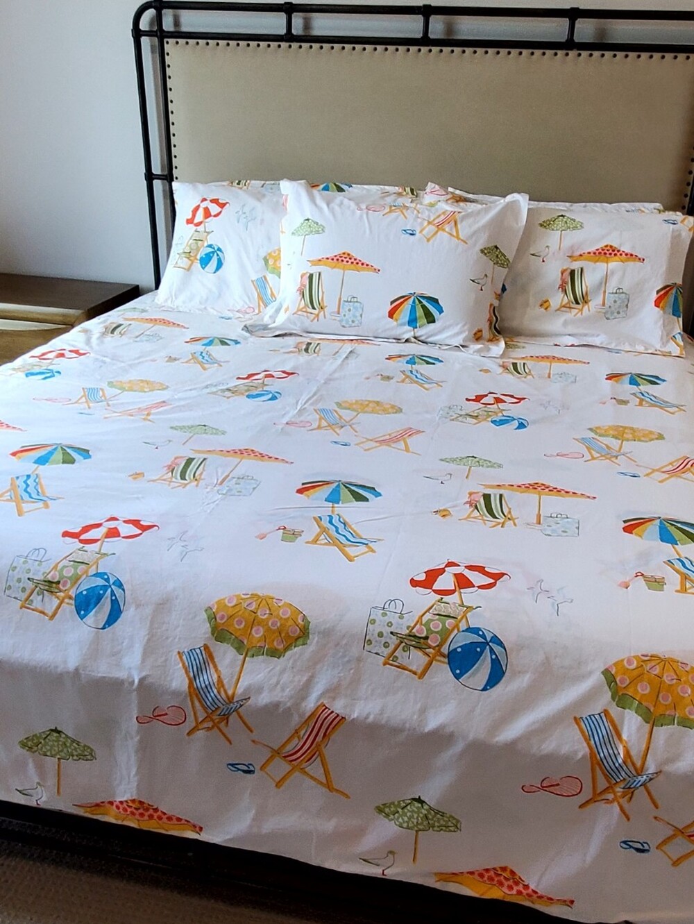 Company Store Whimsy Beach Motiff Org. Cotton Percale 7 Pc. King Bedding Set - Picture 5 of 14